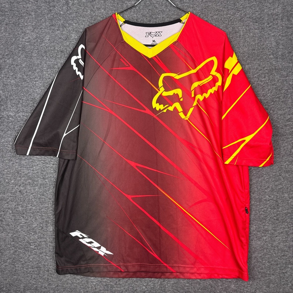 Fox Racing Jersey Shirt Mens XL Red Mountain Bike Cycling‎ Short Sleeve V-Neck